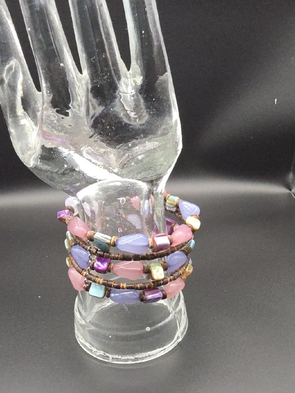 Multicolor Beaded Wrap Bracelet - Pink & Purple